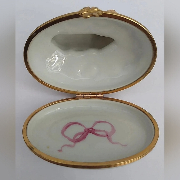 Vintage Limoges YORKIE hand painted trinket box Yorkshire Terrier pink France - Picture 9 of 11